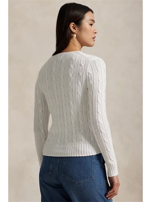 Crew neck sweater in cable knit cotton LAUREN RALPH LAUREN | RINETT-LONG SLEEVE-PULLOVER.WHITE